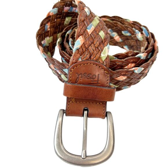 Vintage Fossil Belt Vintage Fossil Belt Boho Wide Braided  display picture 1